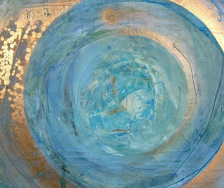 Blue Golden Swirl Circle Wall Art Fine Art Canvas Prints Square Abstract Pictures for Living Room Bedroom Home Office Art Decor | Skanto
