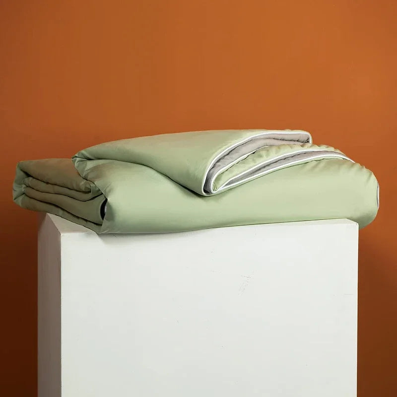Air Condition Sommer Komforter — Ren Farge Is Silke Kjøleteppe, Lett & Glatt Twin/King Størrelse Quilt | Skanto