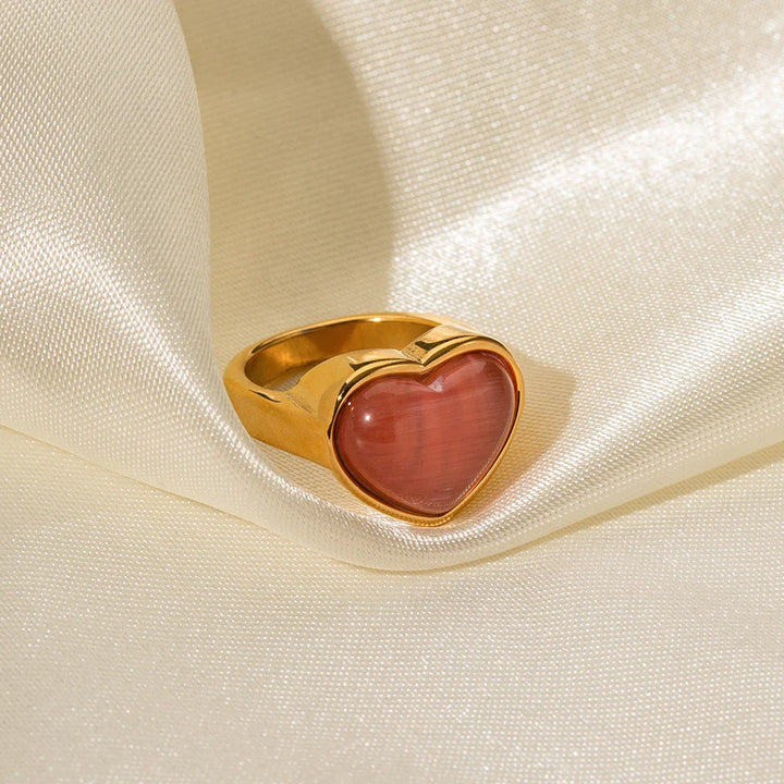 Skanto | Elegant Rosa Hjerte Stein Ring