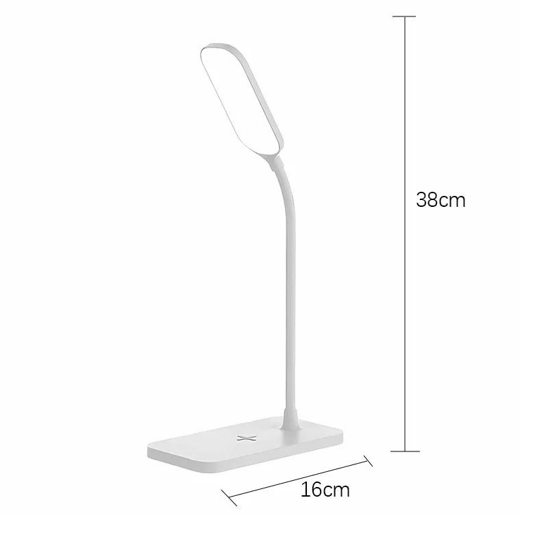Skanto | Velura LightDock LED Skrivebordslampe | Med Trådløs Lader & USB Port | Berøringsdimming & Øyenvennlig | Moderne