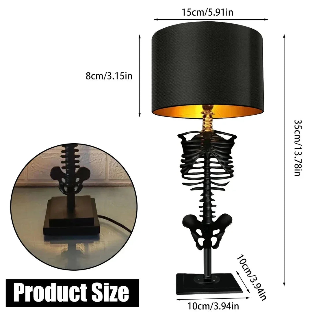 Skanto | Hodeskalle bordlampe skjelett skrekk 3D statue kreativ festpynt rekvisitt halloween dekorasjonslampe atmosfære lampe nattlys