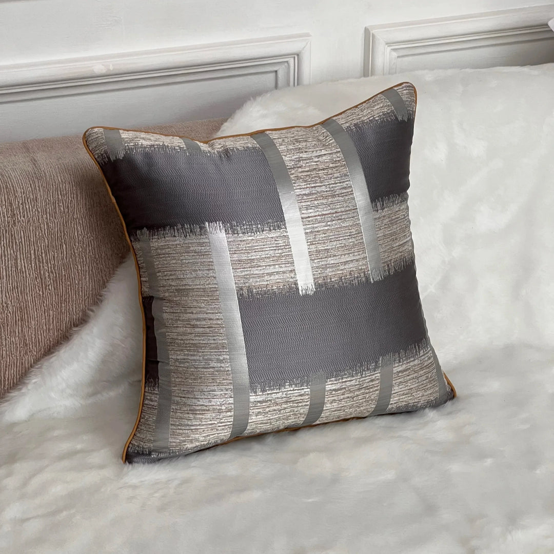 Shiny Golden Silver Stripe Jacquard Pillow Covers 45x45cm Cushion Covers Square Cover for Sofa Throw Pillows Light Luxury Nordic Home Decor | Skanto