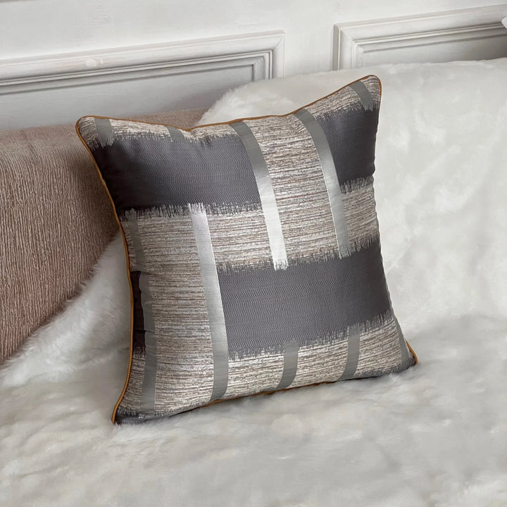 Shiny Golden Silver Stripe Jacquard Pillow Covers 45x45cm Cushion Covers Square Cover for Sofa Throw Pillows Light Luxury Nordic Home Decor | Skanto