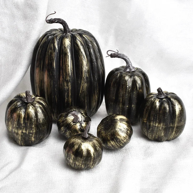 Skanto | Dekorative Gresskar PumpkinCharm | 7-delers Sett | Høst & Halloween Dekor | Lettvekt & Gjenbrukbar