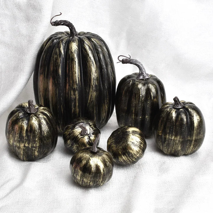 Skanto | Dekorative Gresskar PumpkinCharm | 7-delers Sett | Høst & Halloween Dekor | Lettvekt & Gjenbrukbar