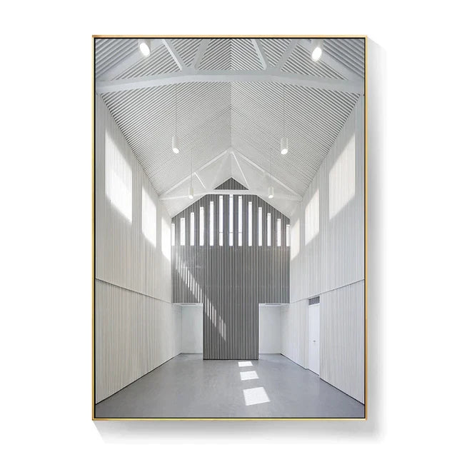 Black White Architectural Interior Wall Art Fine Art Canvas Prints Pictures For Modern Loft Living Room Home Office Decor | Skanto