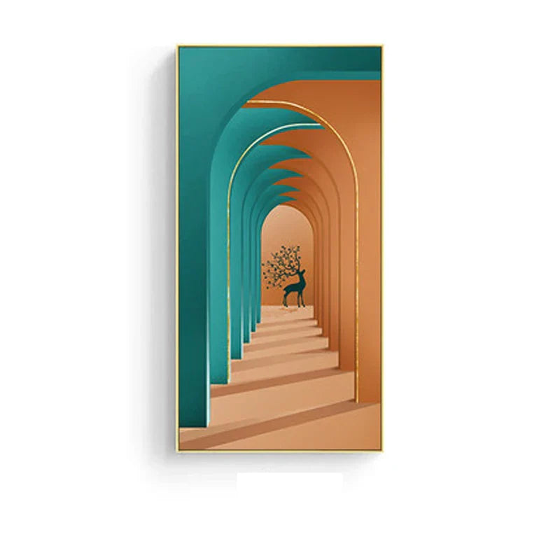 Modern Abstract Minimalist Arch Motifs Architecture Wall Art Fine Art Canvas Prints Pictures for Entry Hall Foyer Living Room Home Office Decor | Skanto