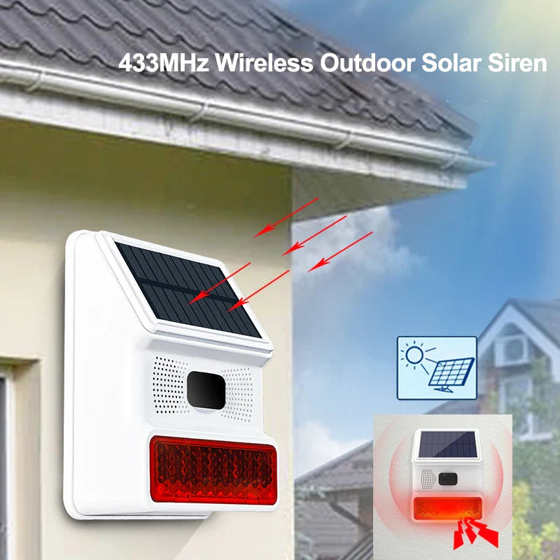 Norvo | Solar-External Siren Securon 433S | 433 MHz Trådløs Alarmmodul med Lys & Lyd | For GSM/WiFi Alarmsystemer | Solcelledrevet & Værbestandig