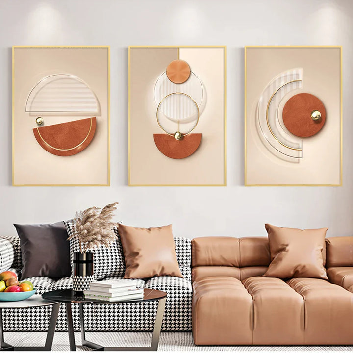 Harmonious Abstract Geometry Modern Aesthetic Wall Art Fine Art Canvas Prints Posters Pictures For Modern Apartment Living Room | Skanto