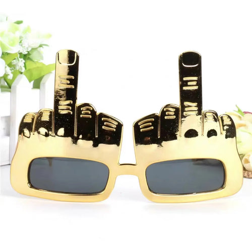 Bold Gold Middle Finger Party Solbriller | Skanto