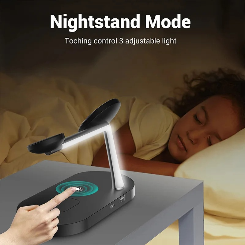 Skanto | Magnetisk 3 i 1 Trådløs Ladestasjon - Hurtiglader for iPhone, Apple Watch & AirPods