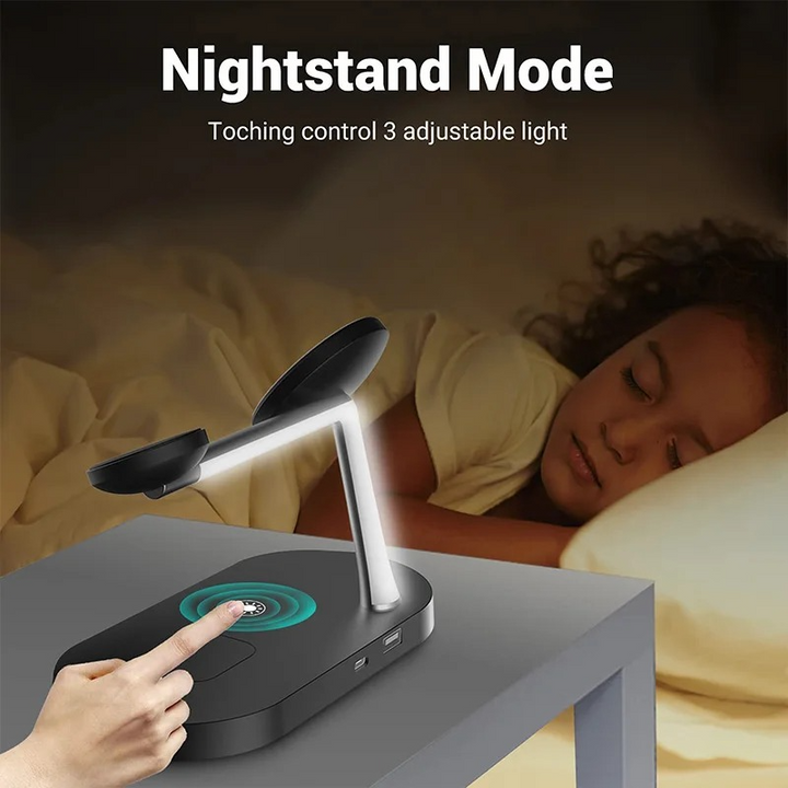 Skanto | Magnetisk 3 i 1 Trådløs Ladestasjon - Hurtiglader for iPhone, Apple Watch & AirPods