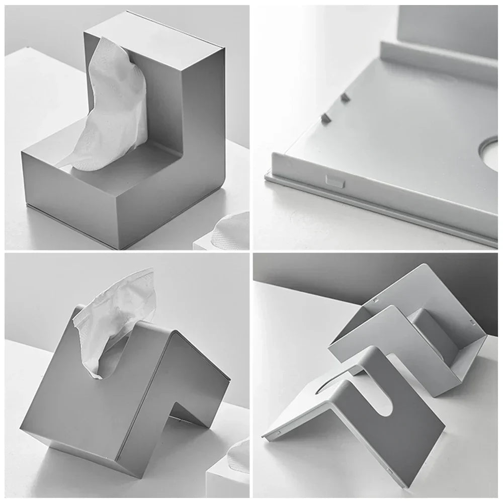 Minimalist Abstract L-Shaped Sculpted Tissue Box for Living Room Coffee Table Kitchen Counter Desk Nordic Style Home Decor | Skanto