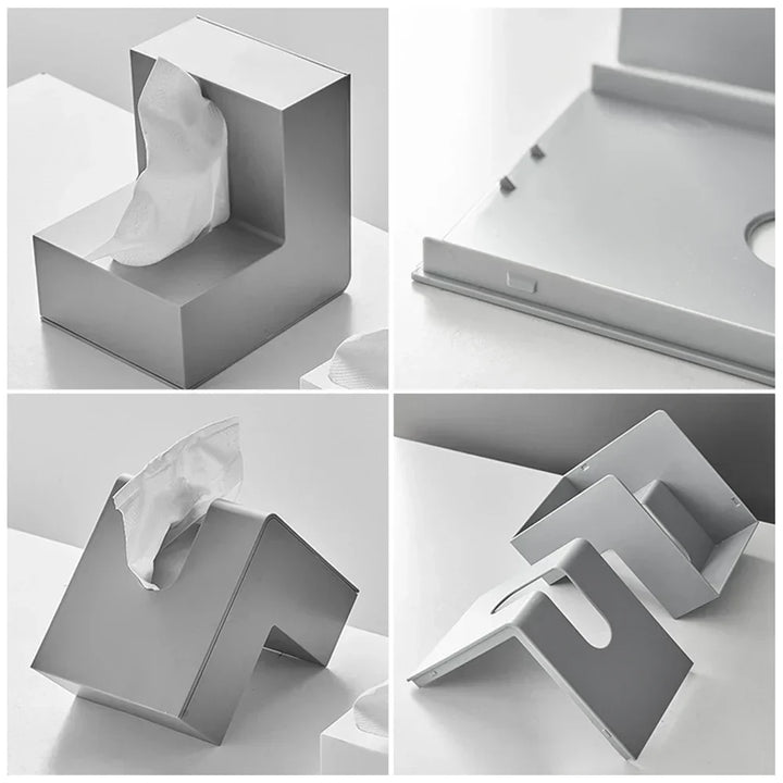 Minimalist Abstract L-Shaped Sculpted Tissue Box for Living Room Coffee Table Kitchen Counter Desk Nordic Style Home Decor | Skanto