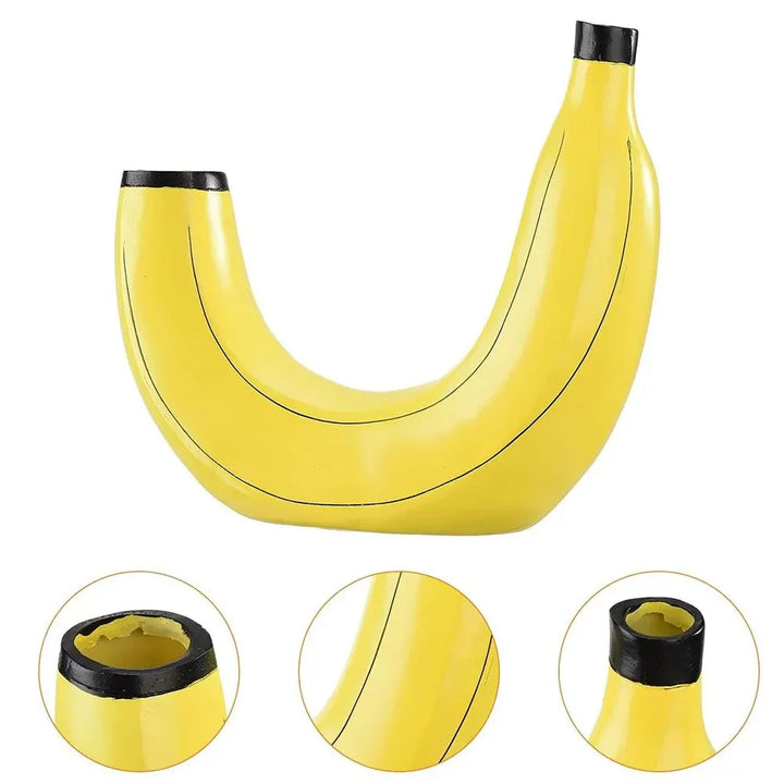 Skanto | Banan vase, blomster vase laget av harpiks, søt bananform, dekorativ bordvase for blomsterarrangementer, stue, soverom, hjemmedekorasjon
