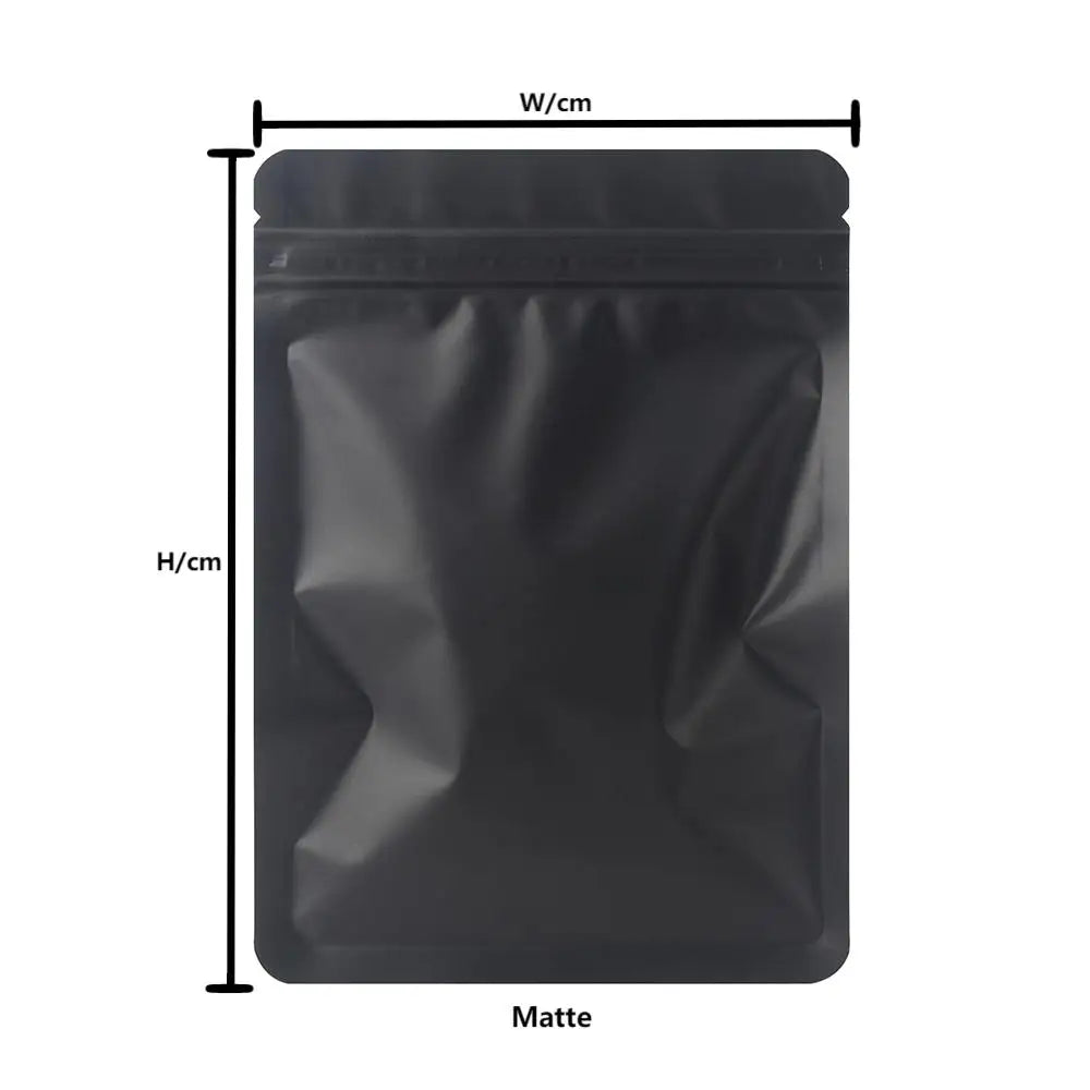 Skanto | 100PCS Dobbeltsidige Frosted Mylar Poser - Flat Bunn, Vanntett, Varmeforseglede Aluminiumsfolie Glidelåsposer