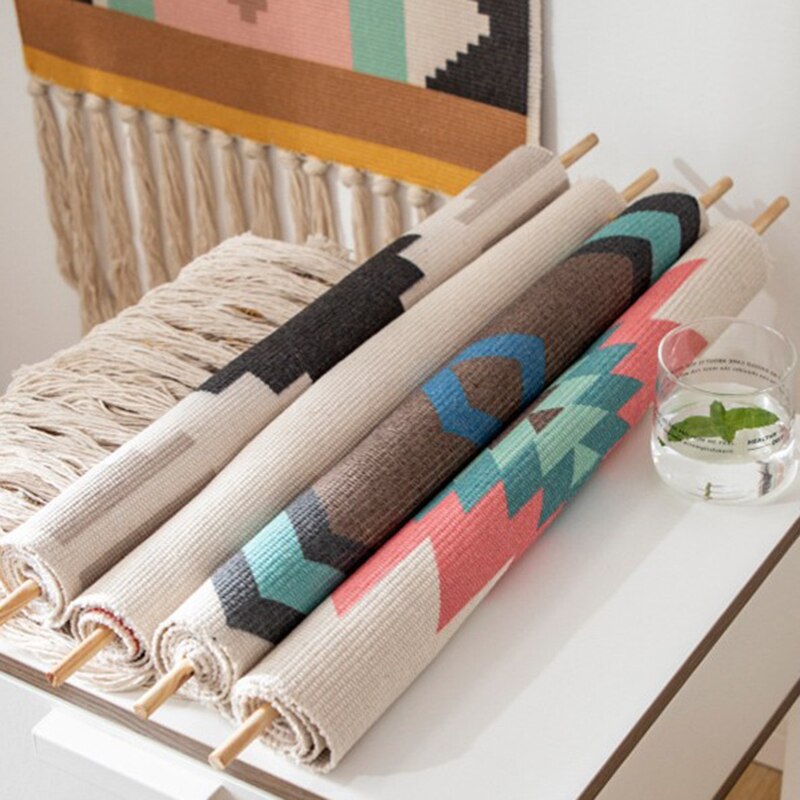 Norvo | Bohemsk Veggteppe, Makramee Vegghengende, Hjemmedekorasjon, Bomull Lin Tassel, Håndlaget, Vevd, Geometrisk Lærred Kunst, Bakgrunns Veggtepper