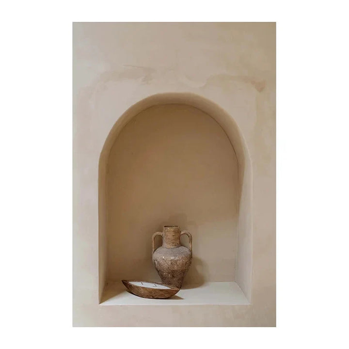 Neutral Colors Terracotta Still Life Vase Wall Art Fine Art Canvas Print Poster Architectural Images for Modern Living Room Bedroom Home Deco | Skanto