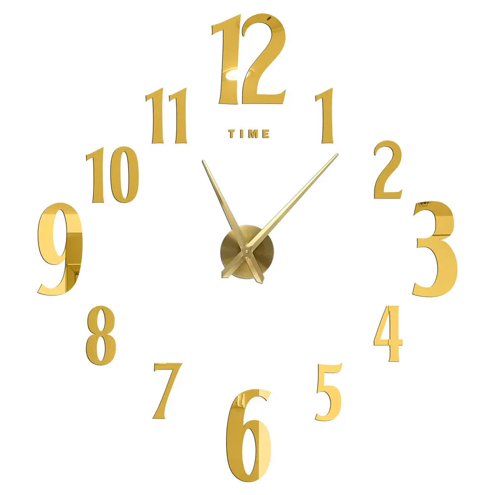 Large DIY 3D Mirror Acrylic Wall Clock for Kitchen, Dining Room, Living Room | Skanto
