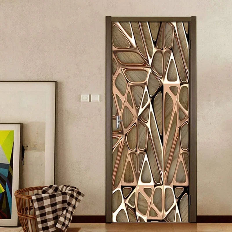 Modern Abstract Pearl Geometric Door Sticker Mural Removable PVC Vinyl Peel N Stick Wall Art Mural Sticker for Indoor Doors Creative DIY Home Deco | Skanto