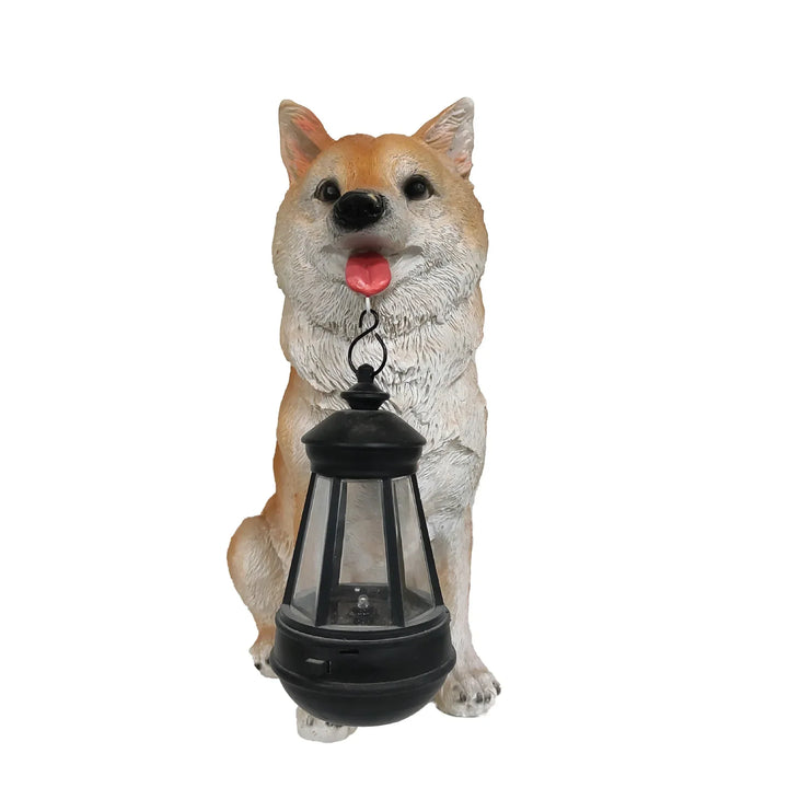 Solenergidrevet utendørs harpiks hundestatue lampe | Skanto