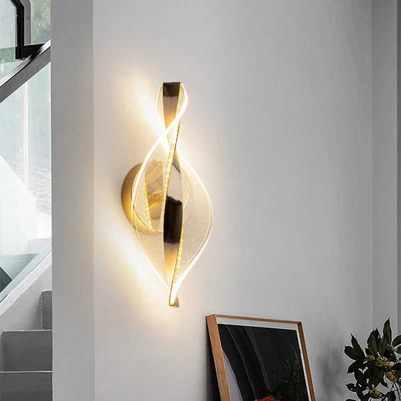 Skanto | LED Vegglampe NordGlow | Moderne Akryl & Metall Design | 3-Farge Lys | Kreativ Interiørbelysning for Stue & Soverom
