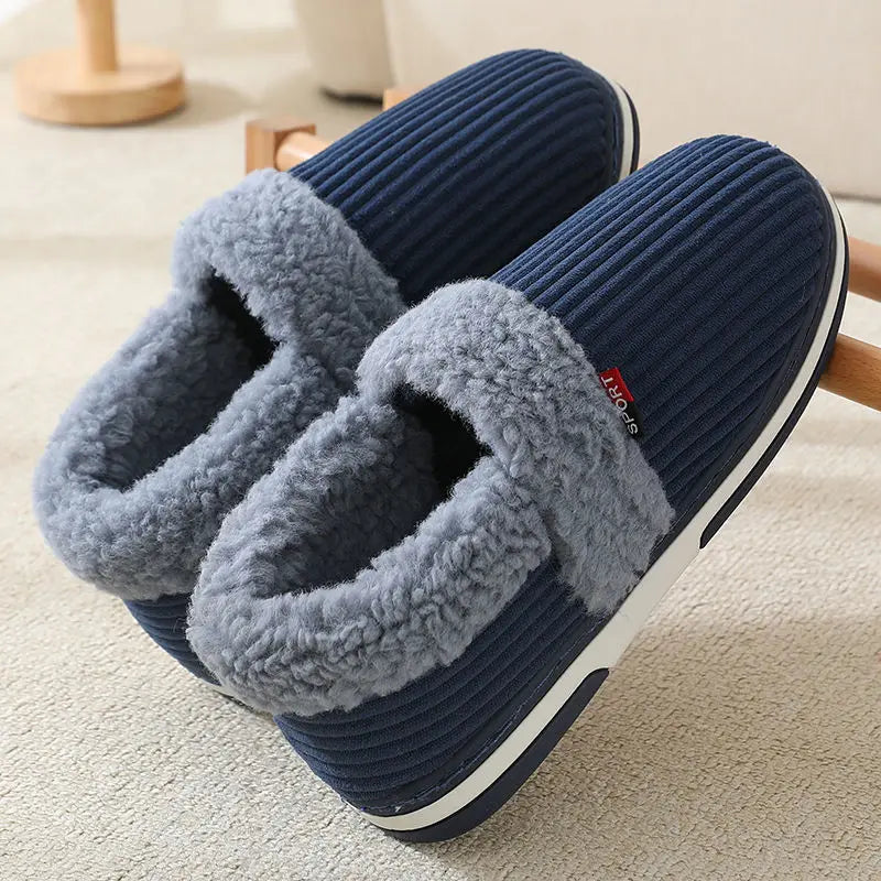 Norvo | Nordhavn | Vinter Kose Husholdningsk slippers for Par | Fluffy Bomullss slippers med Hælpolstring | Rutsjefri, Varme & Myke – Kvinner & Menn Husholdningsk slippers
