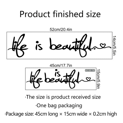 Beautiful Life Inspirational Wall Sticker Removable Peel and Stick Daily Mantra Wall Decal Creative DIY Home Decor for Living Room Bedroom Dining Room | Skanto
