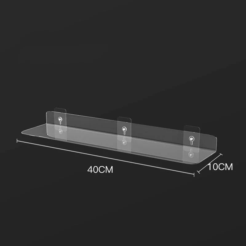 Norvo | ClearEdge Living | Akryl Vegghylle | Gjennomsiktig Flytende Hylle for Bad, Kjøkken & Stue | 20–50 cm | Plassbesparende Oppbevaring