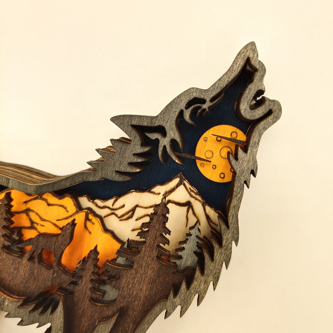 Nightglow Wooden Craft Wolf Decor | Skanto