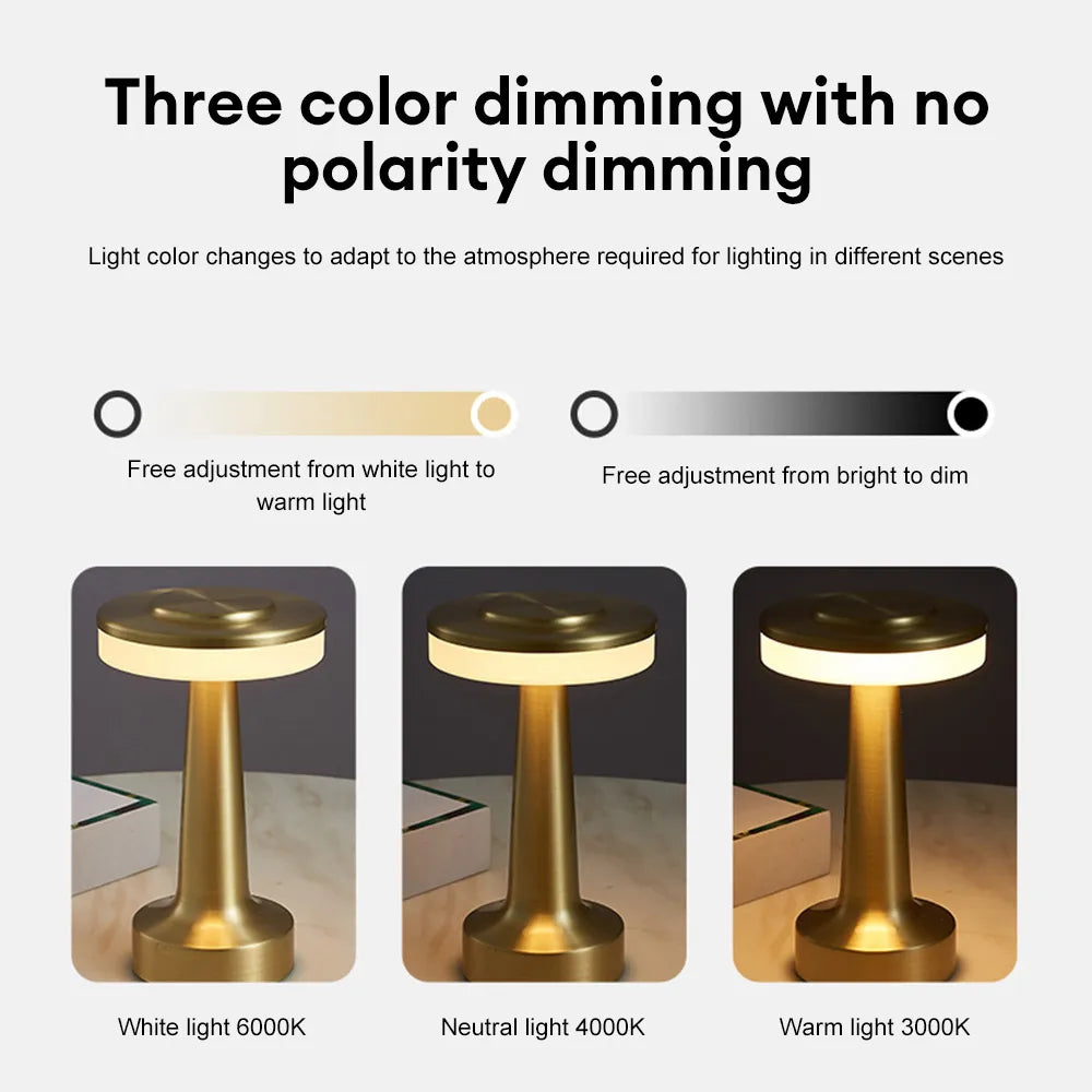 Skanto | Retro LED Bordlampe USB Oppladbar Uendelig Dimmbar Nattlys Campinglys Egnet For Barlampe Soverom Miljølys