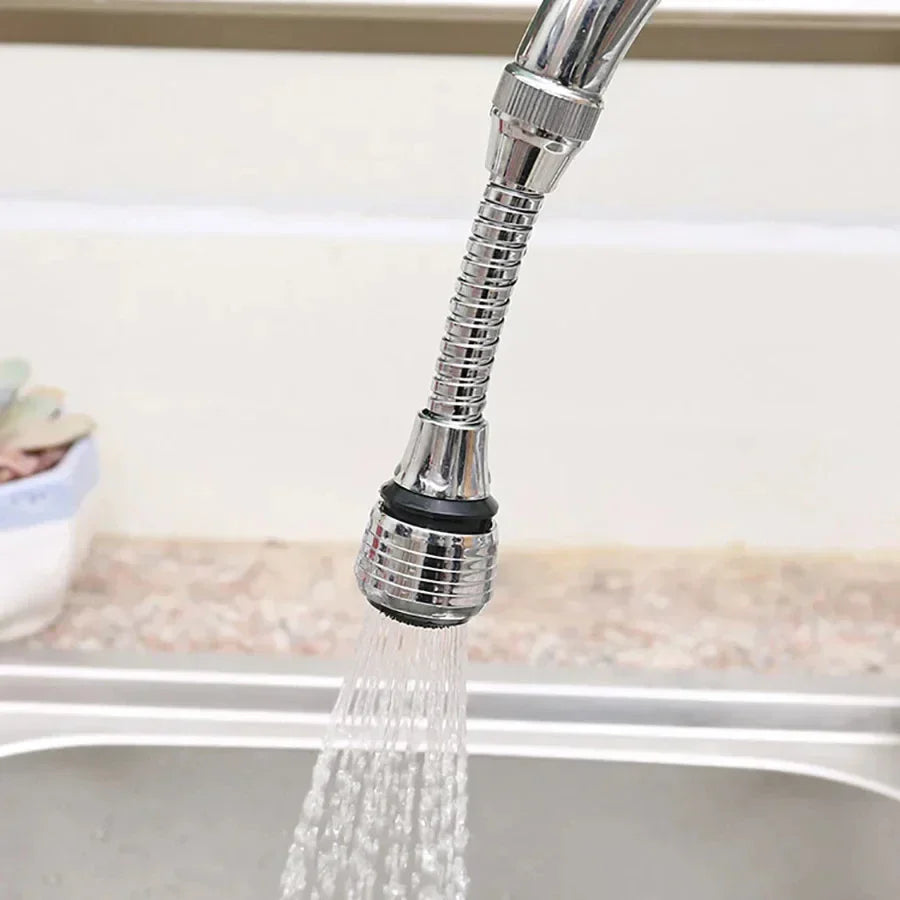 AquaFlex Steel – Rustfritt stål kranforlengelse med 360° rotasjon og vannbesparende funksjon Skanto