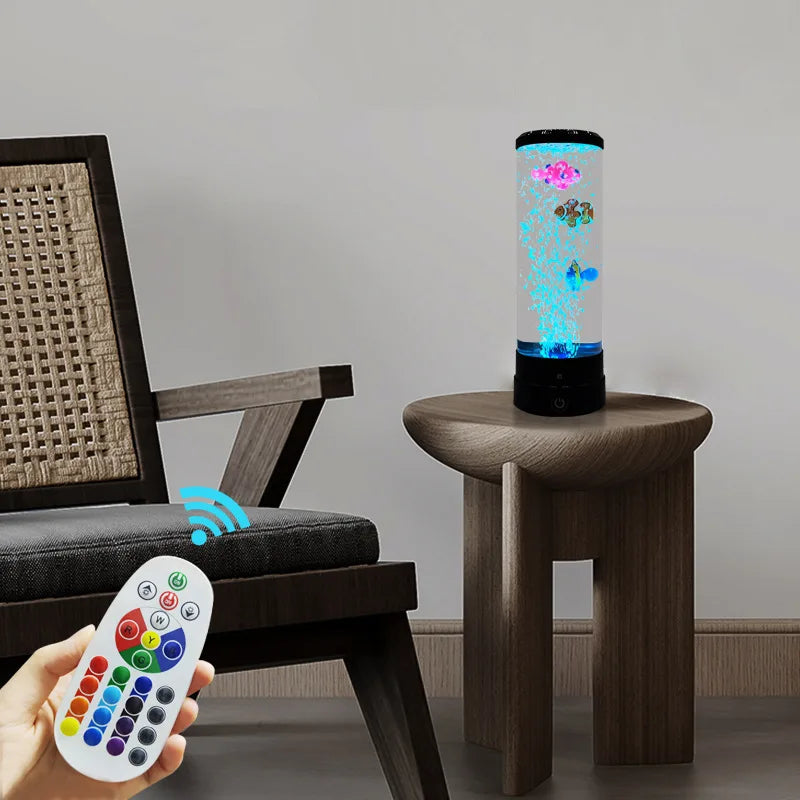 Skanto | Simulert LED Fargerik Stor Boble Fisk Lys Akvarium Tank Usb Natt Lys for Hjem Kontor Soverom Stue