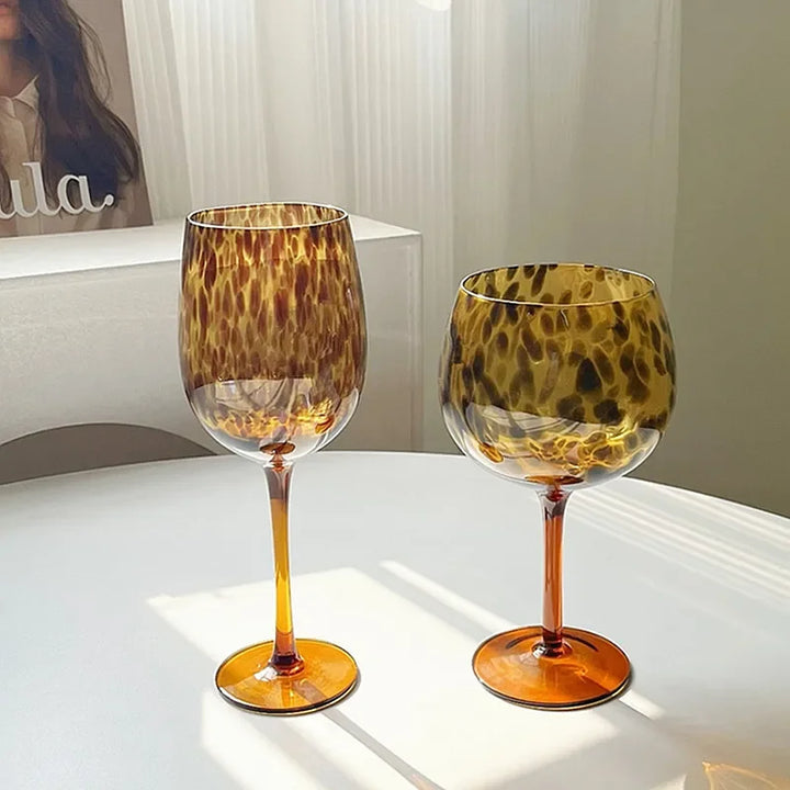 Skanto | Vintage Amber Leopard-Print Vinglass