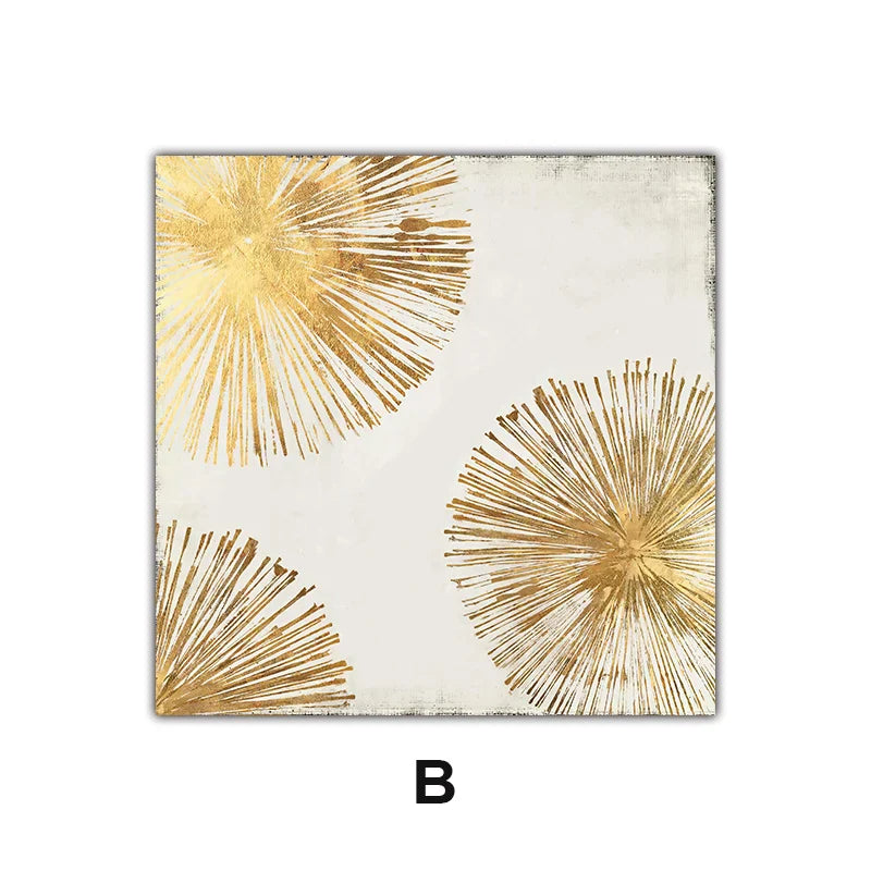 Golden Radial Circular Abstract Wall Art Fine Art Canvas Prints Posters Pictures For Living Dining Bedroom Art Decor | Skanto