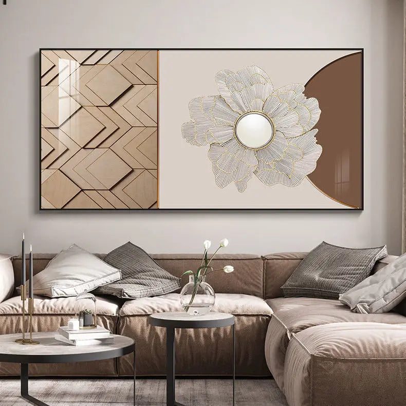 Modern Aesthetic Abstract Sun & Moon Wall Art Fine Art Canvas Prints Pictures for Luxury Loft Living Room Dining Room Lifestyle Art Decor | Skanto