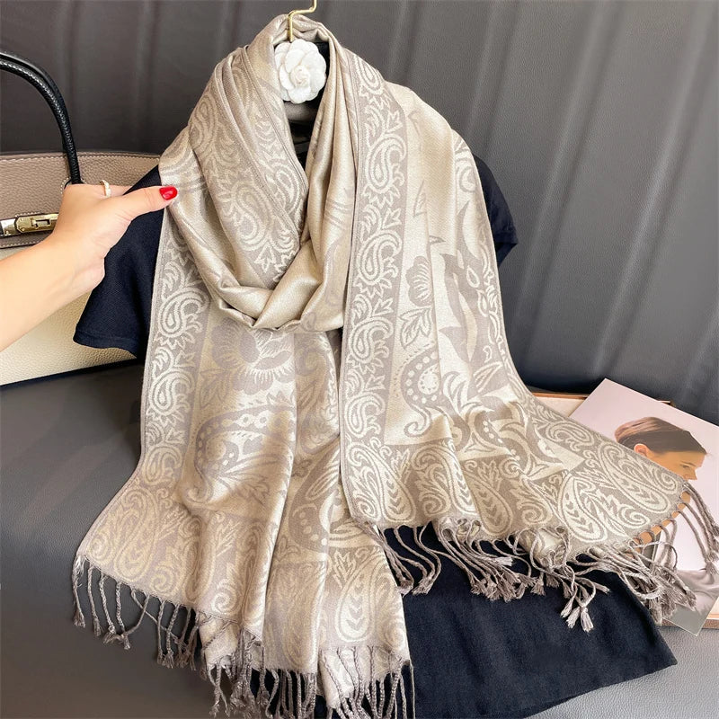 Skanto | Élégancea | Dame skjerf | Cashmere følelse | 70 × 190 cm | Luksus trykk & varm