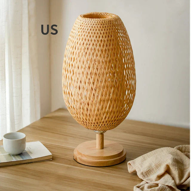 Skanto | Rattan lampe - Trinnløs dimbar kurvlampe for soveroms- og stuedekorasjon