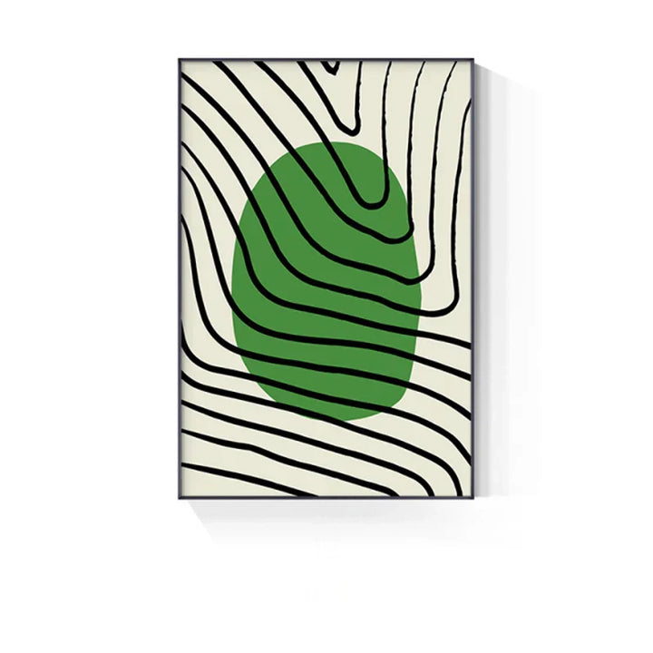 Abstract Green Geometric Line Art Wall Art Fine Art Canvas Prints Pictures for Modern Apartment Living Room Home Office Art Decor | Skanto