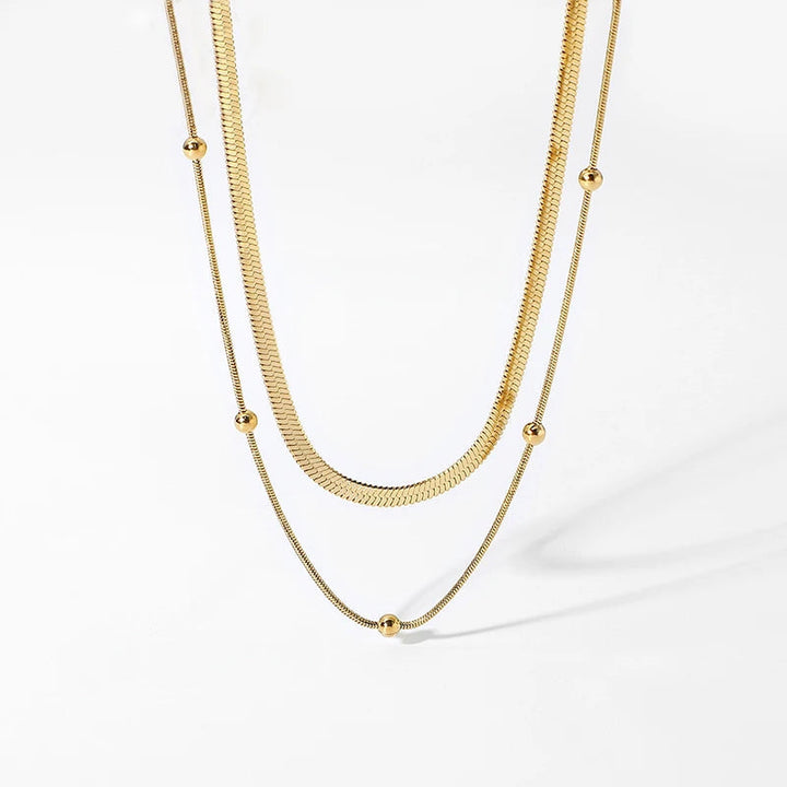 Skanto | 14k Herringbone & Satellite Chain Necklace Stack