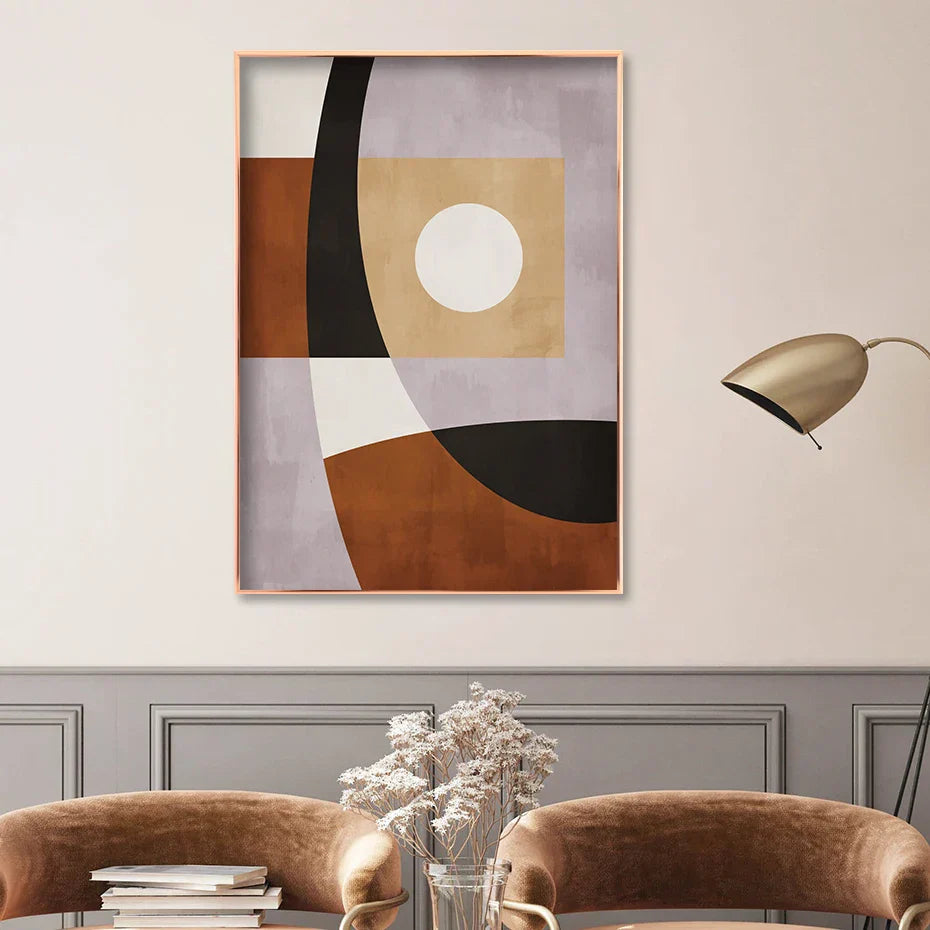 Modern Color Block Geometric Abstract Wall Art Fine Art Canvas Print Neutral Colors Picture for Living Dining Bedroom Art Decor | Skanto