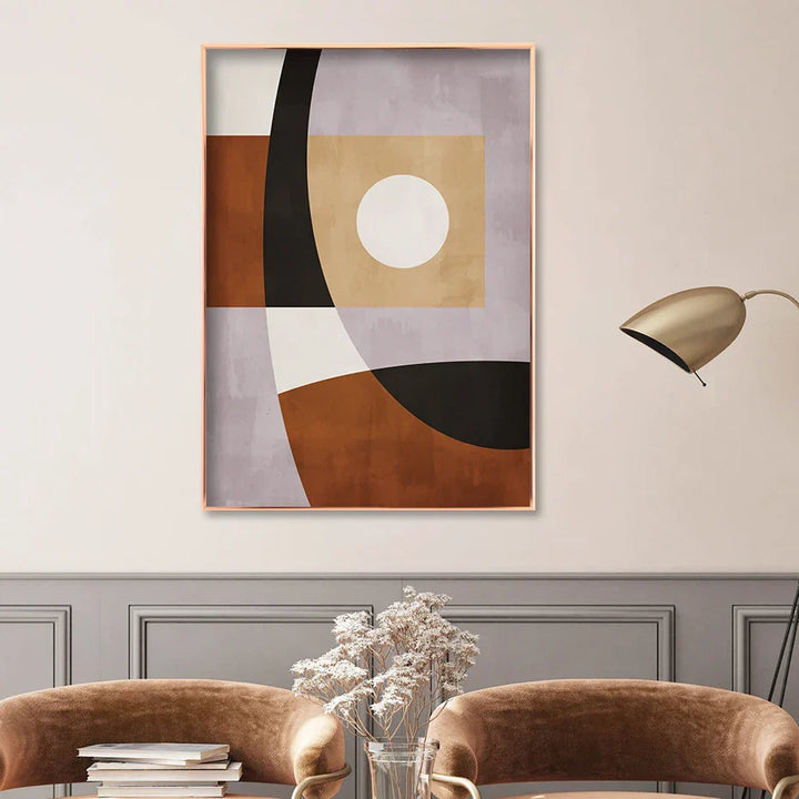 Modern Color Block Geometric Abstract Wall Art Fine Art Canvas Print Neutral Colors Picture for Living Dining Bedroom Art Decor | Skanto