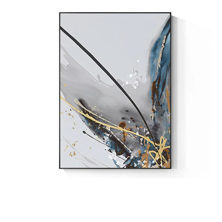 Moderne abstrakte florale veggkunst Fine Art lerrettrykk blå grå botaniske bilder for stue soverom veggkunst dekor | Skanto