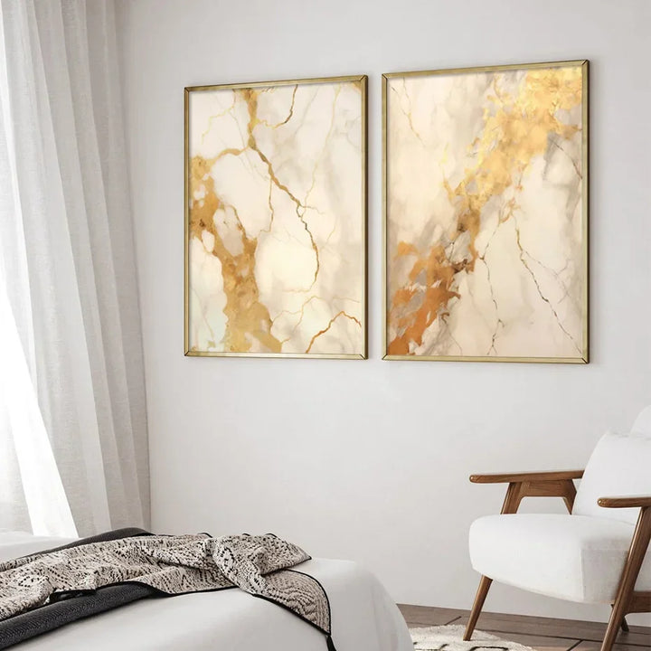 Modern Black Beige Gold Fluid Marble Print Abstract Wall Art Fine Art Canvas Prints Pictures for Living Room Bedroom Decor | Skanto