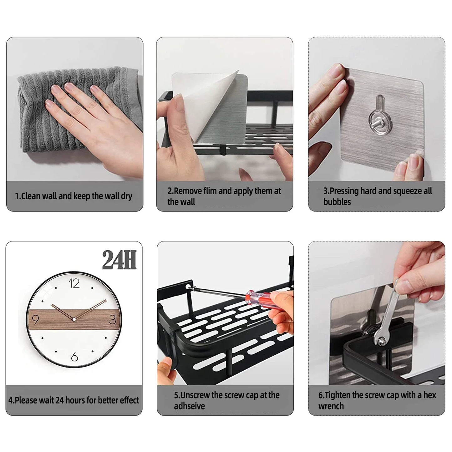 Norvo | Aluminiumlegering Badehylle - Ingen boring Kjøkkenoppbevaring Organizer, Shampoo hylle, Dusjhylle, Enkel installasjon Badeutstyr