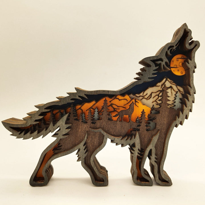 Nightglow Wooden Craft Wolf Decor | Skanto