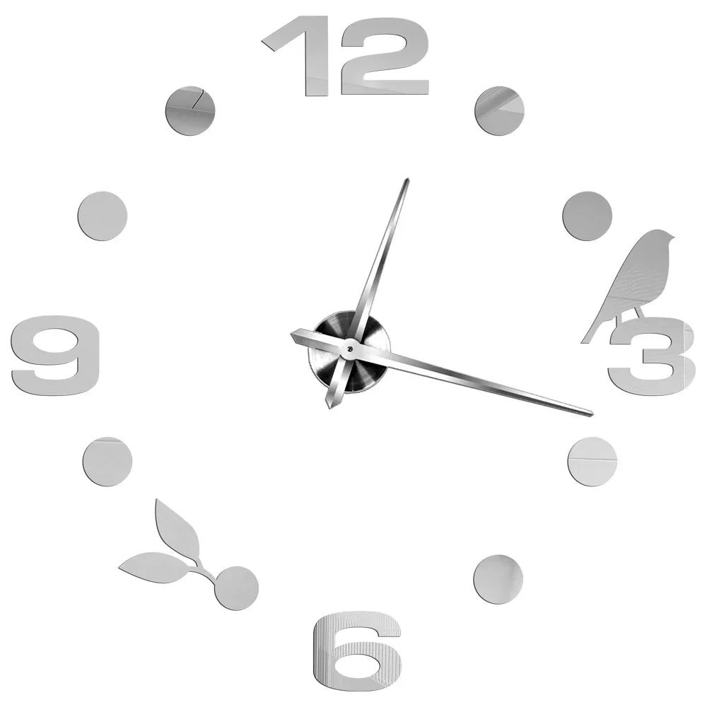 Large DIY 3D Mirror Acrylic Wall Clock for Kitchen, Dining Room, Living Room | Skanto