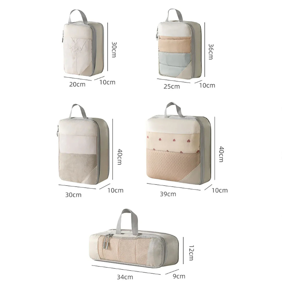 Skanto | PackNest Kompresjons Organizer Set | 5-delt | Plassbesparende & Vannavvisende | Ideell for reise & hverdagsbruk