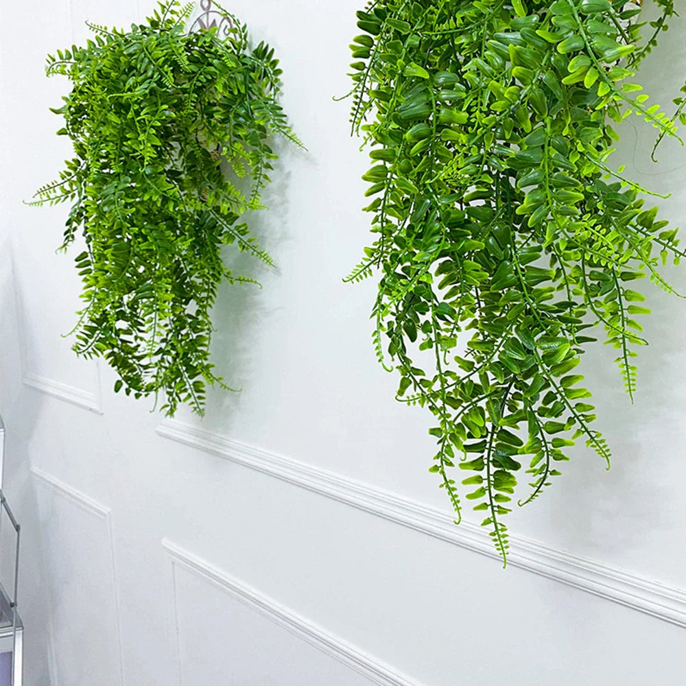 Norvo | Evergriva Hengeplante Kunstig | 90 cm Boston Fern Look | Enkel Pleie & UV Motstandsdyktig | For Innendørs & Utendørs