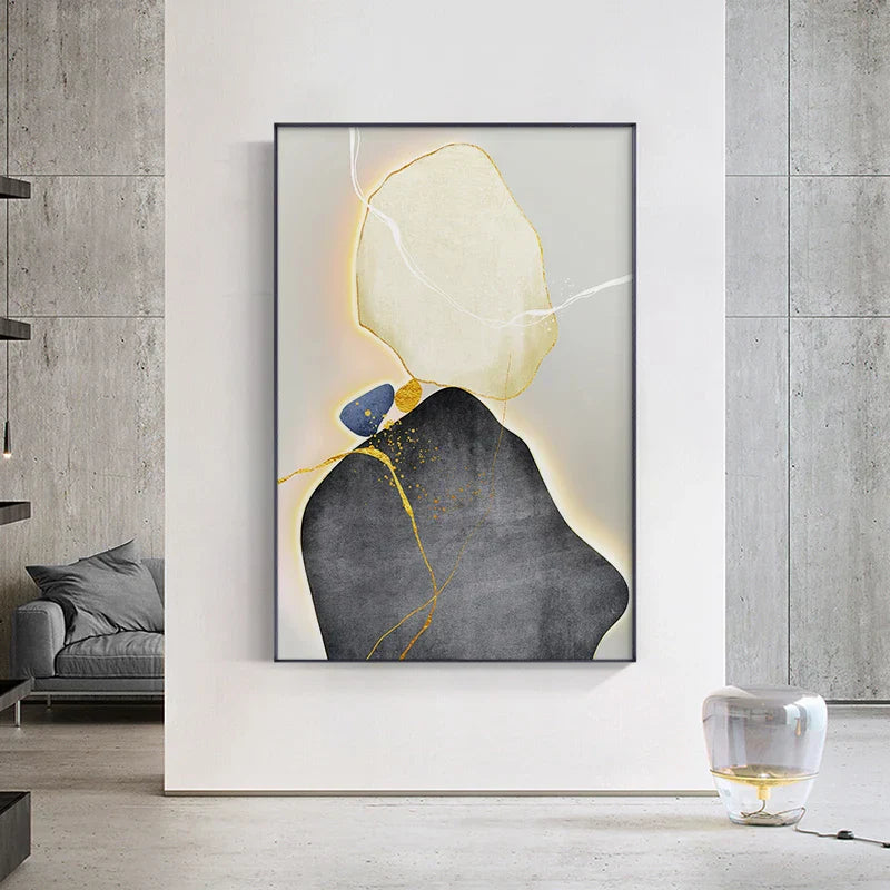 Modern Abstract Nordic Zen Stone Wall Art Fine Art Canvas Prints Neutral Tones Geometric Design Pictures for Modern Interior | Skanto